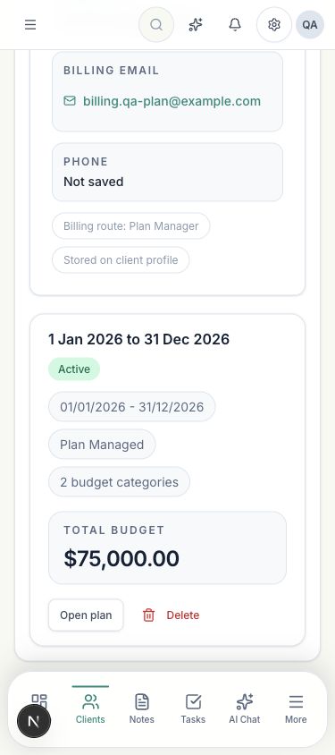 CordoCare mobile client record preview
